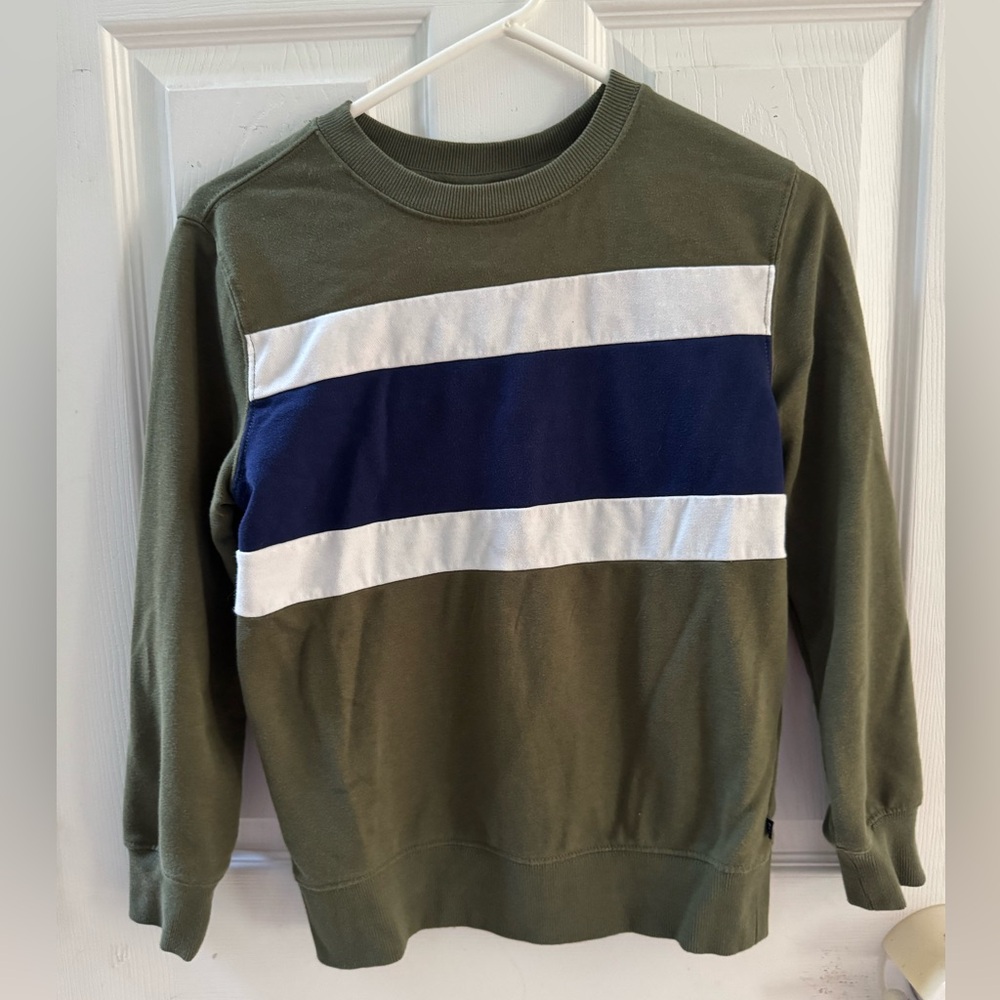 Olive Green and Navy Striped Boys Top